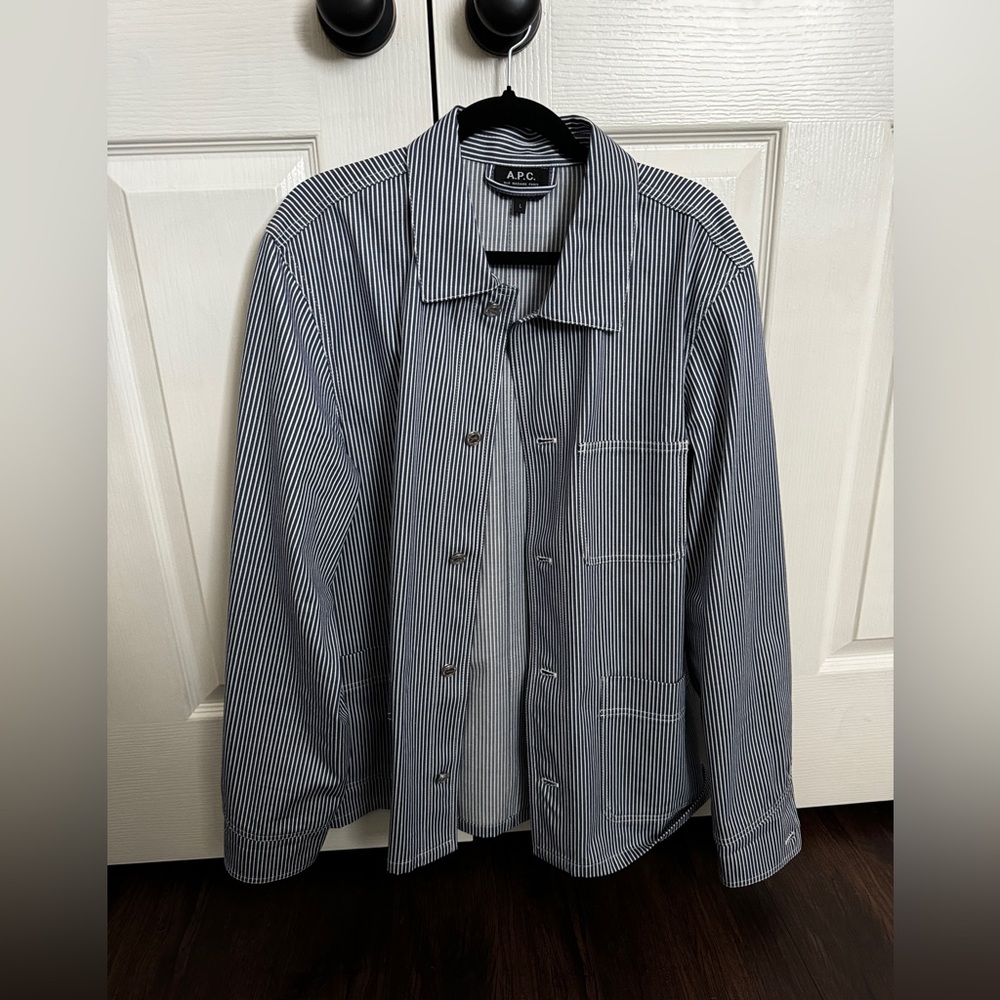 A.P.C. Men's Pinstripe Shirt Jacket - Black and White